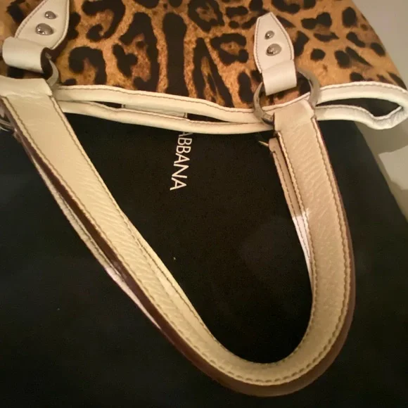 Dolce & Gabbana Animalier Brown Leopard Tote with white Accents W/COA - Picture 15 of 16